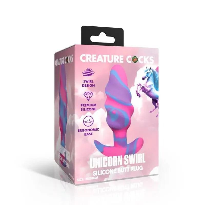 Unicorn Swirl Silicone Butt Plug Large Creature Cocks Discreet Intimate Essentials.