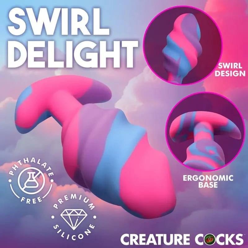 Unicorn Swirl Silicone Butt Plug Large Creature Cocks Discreet Intimate Essentials.