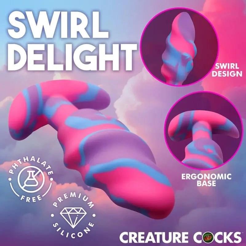 Unicorn Swirl Silicone Butt Plug Medium Creature Cocks Discreet Intimate Essentials.