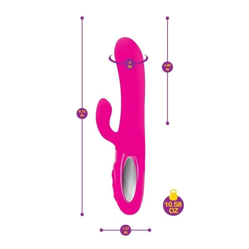 Viben Hypnotic Thrusting Rabbit Vibe w Swinging Clit Stim Hot Pink Viben Discreet Intimate Essentials.