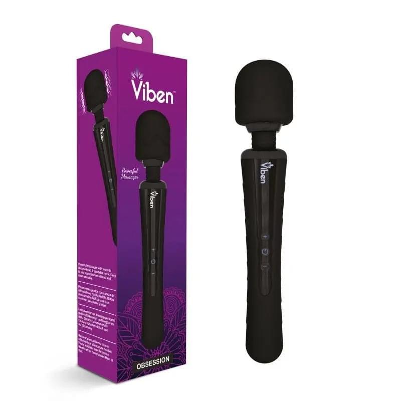 Viben Obsession Rechargeable Wand Massager Black Viben Discreet Intimate Essentials.