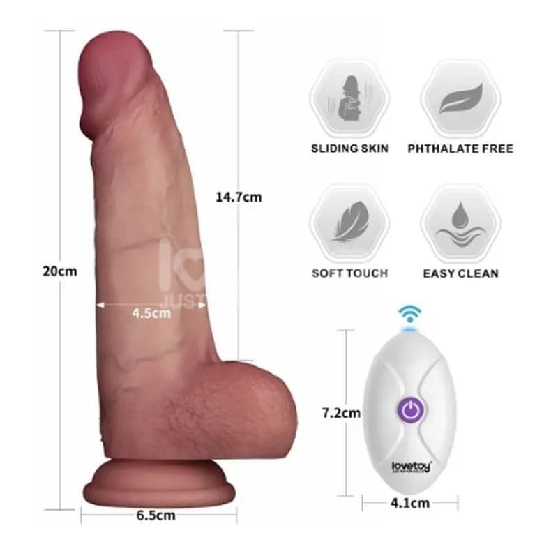 Vibrating Sliding Skin Pro II Silicone Dong 8in Lovetoy Discreet Intimate Essentials.