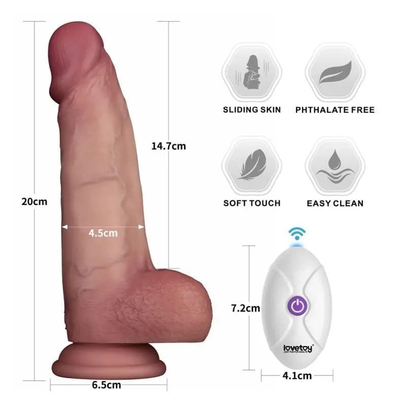 Vibrating Sliding Skin Pro II Silicone Dong 8in Lovetoy Discreet Intimate Essentials.