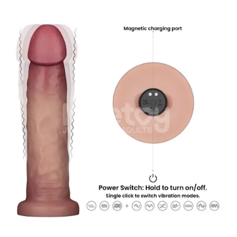 Vibrating Sliding Skin Pro II Silicone Dong 9in Lovetoy Discreet Intimate Essentials.