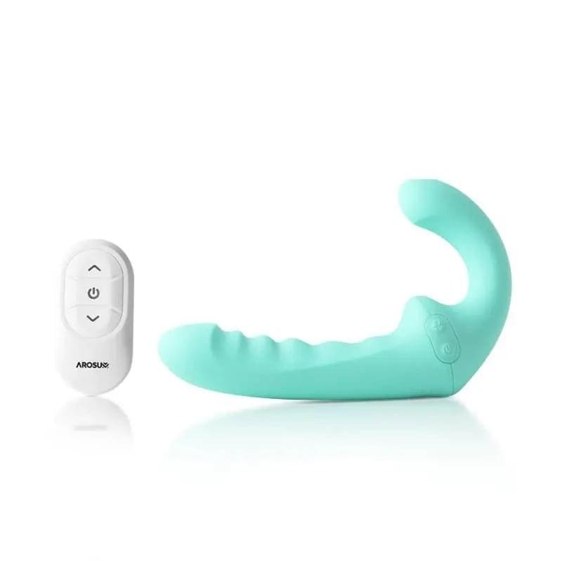 VibraTwin Rechargeable Come Hither Strapless Strap On with Remote Arosum Discreet Intimate Essentials.