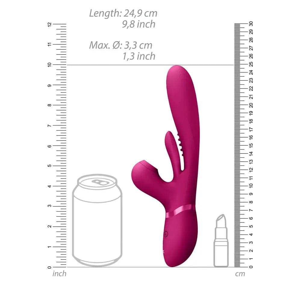 VIVE Ena -  -  25 cm USB Rechargeable Thrusting Vibrator with Air Wave Stimulator Shots Toys Discreet Intimate Essentials.