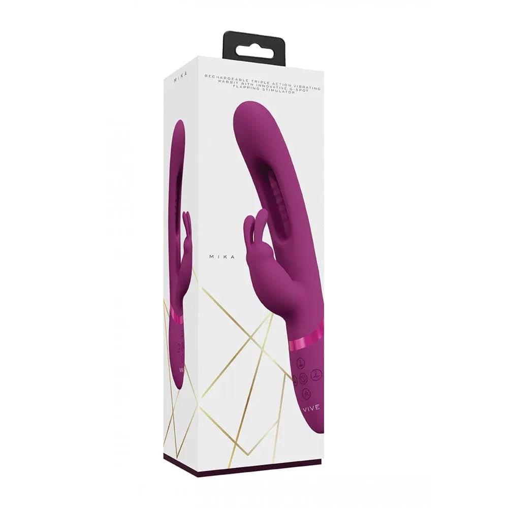 VIVE Mika -  -  23.2 cm USB Rechargeable Rabbit Vibrator with Flapping Shaft Shots Toys Discreet Intimate Essentials.