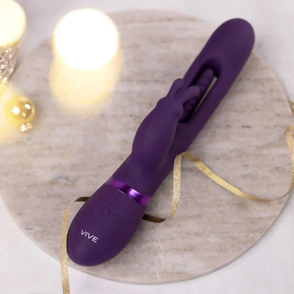 VIVE Mika -  -  23.2 cm USB Rechargeable Rabbit Vibrator with Flapping Shaft Shots Toys Discreet Intimate Essentials.