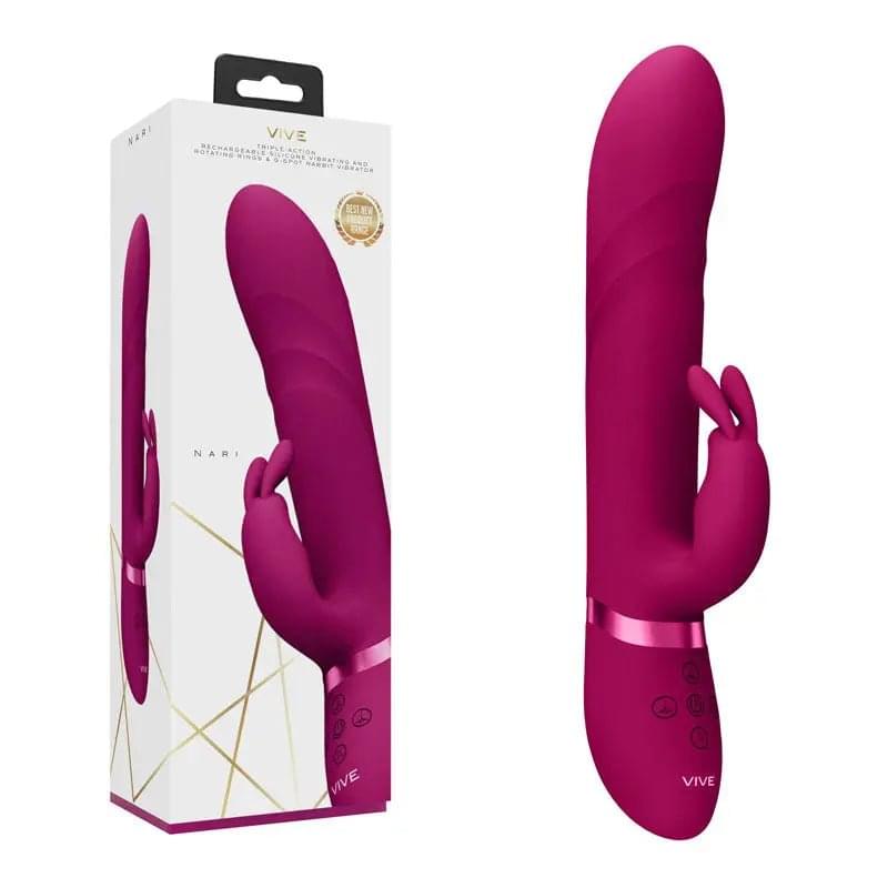 VIVE Nari -  -  24.1 cm USB Rechargeable Rabbit Vibrator Shots Toys Discreet Intimate Essentials.