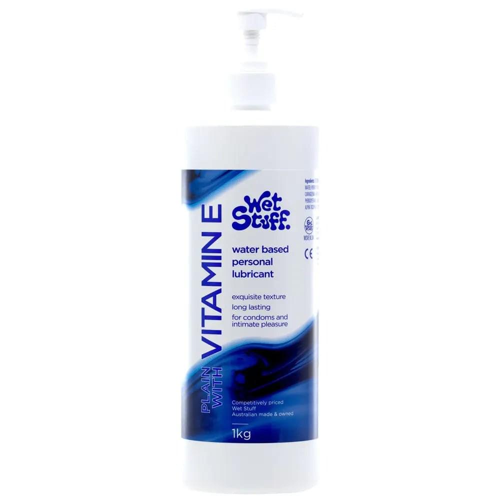 Wet Stuff Plain - 1kg Pump - Water Based Lubricant with Vitamin E - 1 kg Bottle Wet Stuff Discreet Intimate Essentials.