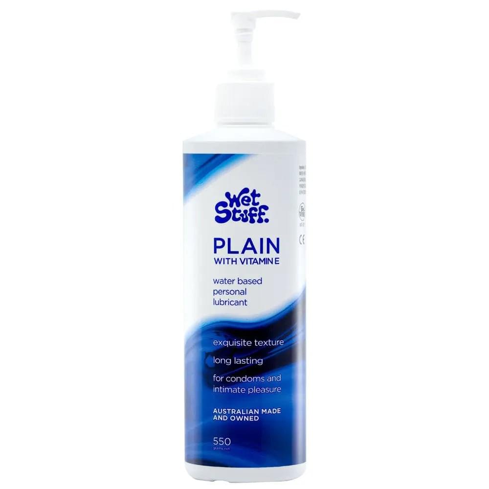 Wet Stuff Plain - 550g Pump - Water Based Lubricant with Vitamin E - 550 gram Pump Bottle Wet Stuff Discreet Intimate Essentials.