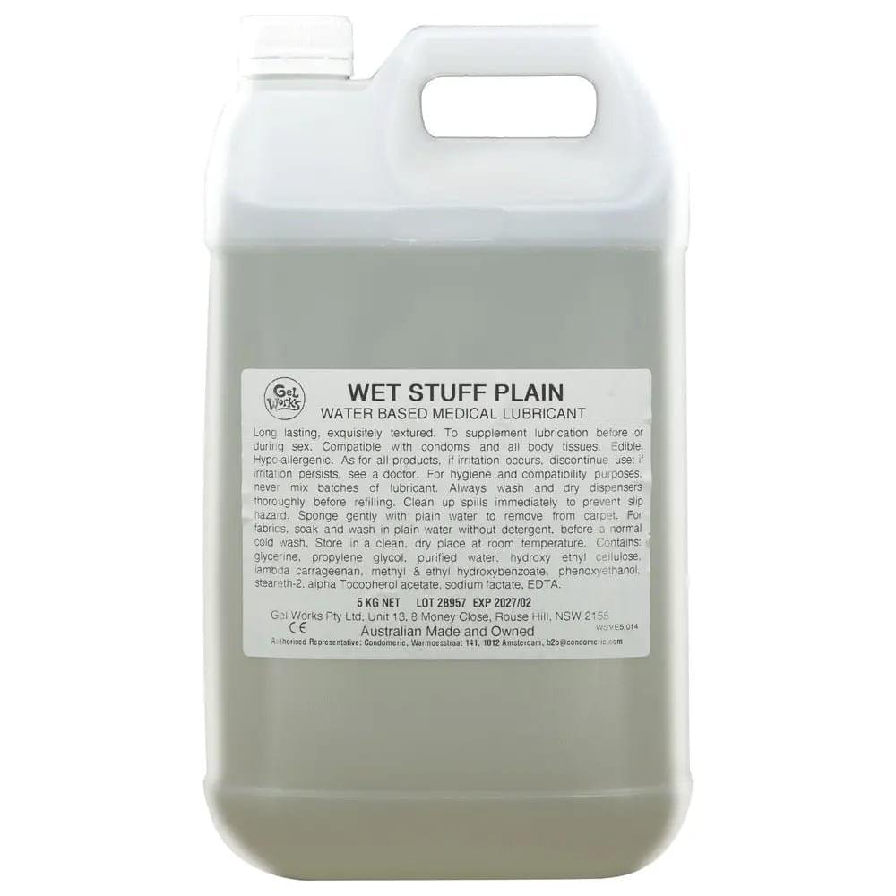 Wet Stuff Plain - 5kg Bottle - Water Based Lubricant with Vitamin E - 5 kg Bottle Wet Stuff Discreet Intimate Essentials.