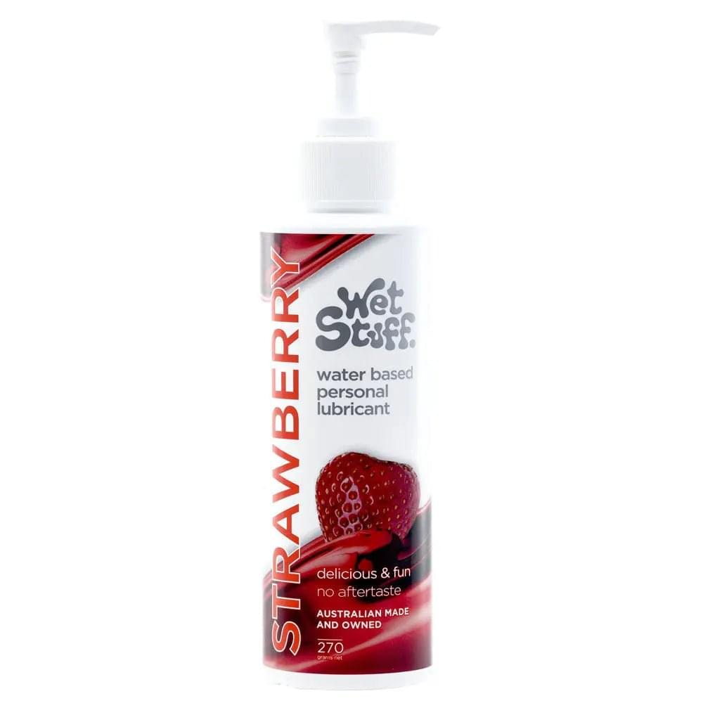 Wet Stuff Strawberry - 270g Pump - Strawberry Flavoured Water Based Lubricant - 270 gram Pump Bottle Wet Stuff Discreet Intimate Essentials.