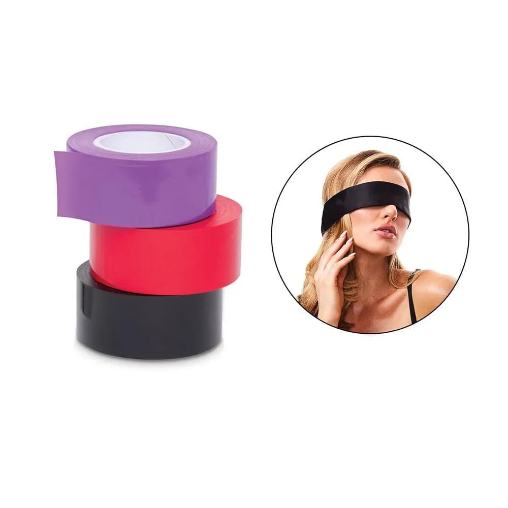 WhipSmart Bondage Tape 3-Pack with Blindfold - Set of 3  Bondage Tapes and Bonus Satin Blindfold WhipSmart Discreet Intimate Essentials.