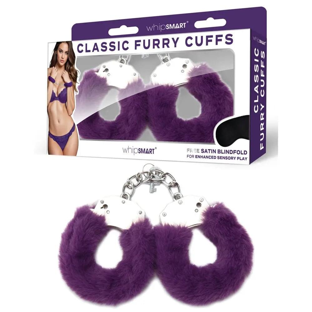WhipSmart Classic Furry Cuffs -  -  Furry Restraints with Bonus Eye Mask WhipSmart Discreet Intimate Essentials.