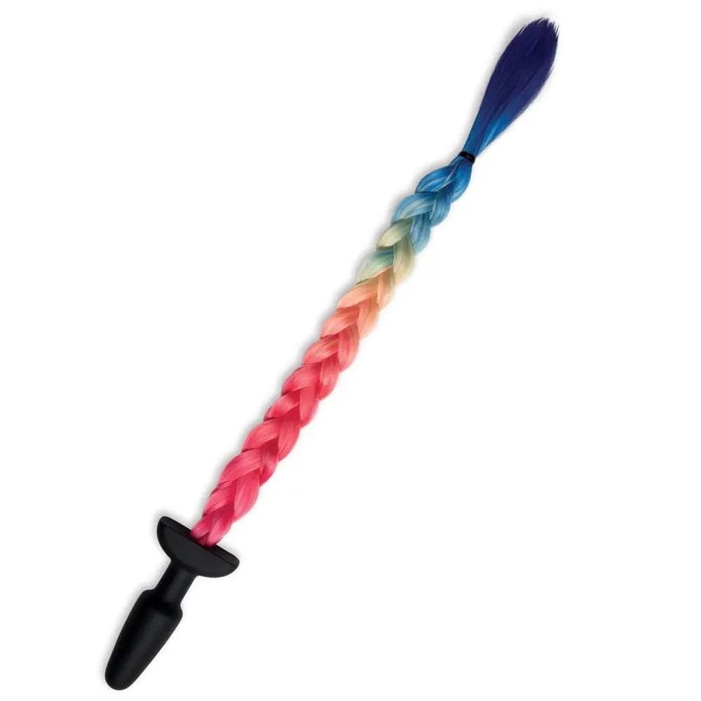 WhipSmart Furry Tales Silicone Rainbow Tail - Black 8.9 cm Butt Plug with Rainbow Tail WhipSmart Discreet Intimate Essentials.