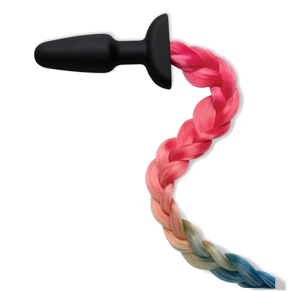 WhipSmart Furry Tales Silicone Rainbow Tail - Black 8.9 cm Butt Plug with Rainbow Tail WhipSmart Discreet Intimate Essentials.