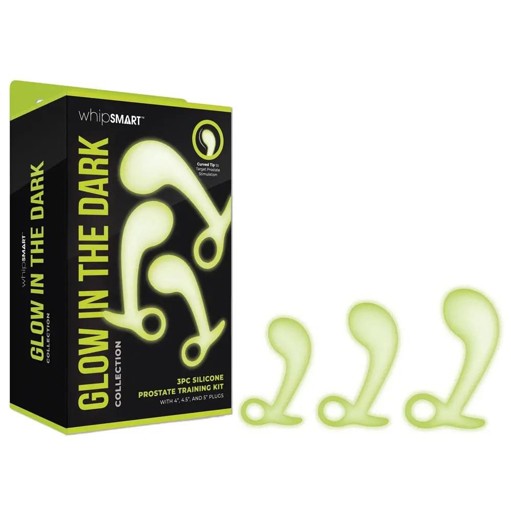 WhipSmart Glow In The Dark 3pc Prostate Training Kit - Glow In Dark Prostate Massagers - Set of 3 Sizes WhipSmart Discreet Intimate Essentials.