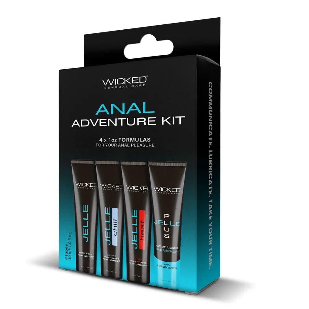 Wicked ANAL ADVENTURE KIT - Mixed Jelle Anal Lubricants 30 ml Bottles - 4 Pack Wicked Discreet Intimate Essentials.