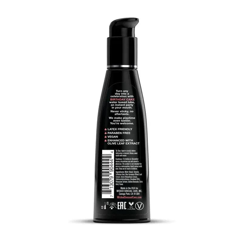 Wicked Aqua Birthday Cake - Birthday Cake Flavoured Water Based Lubricant - 120 ml (4 oz) Bottle Wicked Discreet Intimate Essentials.