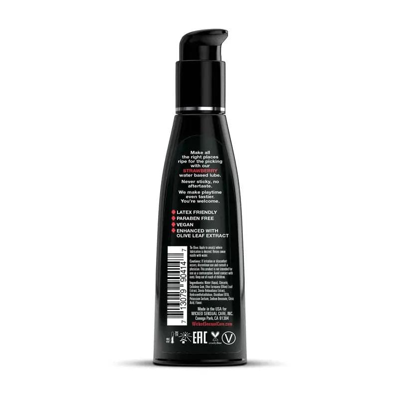 Wicked Aqua Strawberry - Strawberry Flavoured Water Based Lubricant - 120 ml (4 oz) Bottle Wicked Discreet Intimate Essentials.