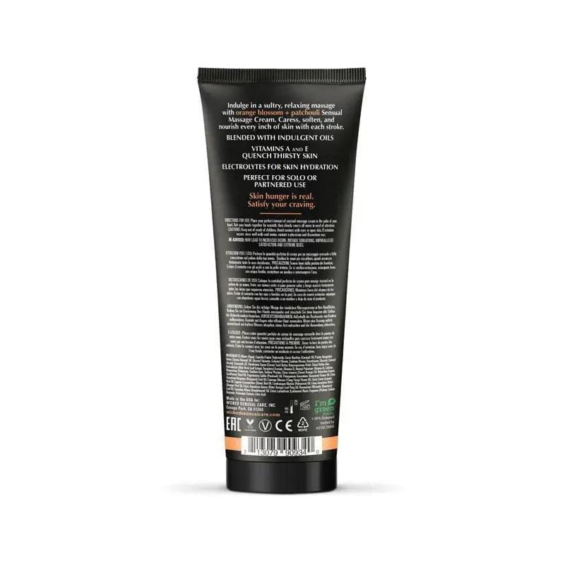 Wicked ORANGE BLOSSOM + PATCHOULI Sensual Massage Cream - Scented Massage Cream - 120 ml Tube Wicked Discreet Intimate Essentials.