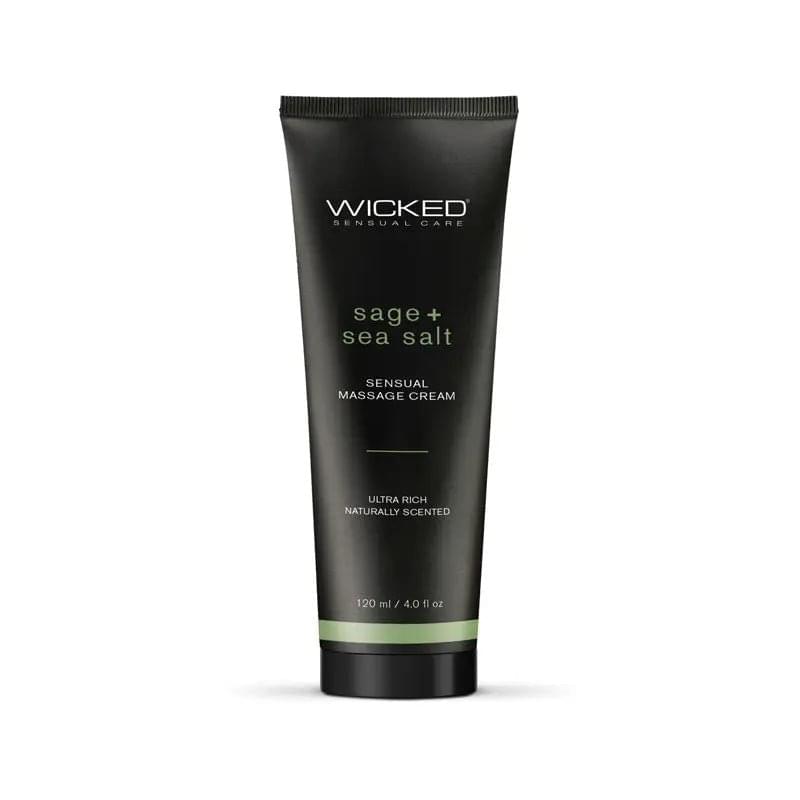 Wicked SAGE + SEA SALT Sensual Massage Cream - Scented Massage Cream - 120 ml Tube Wicked Discreet Intimate Essentials.