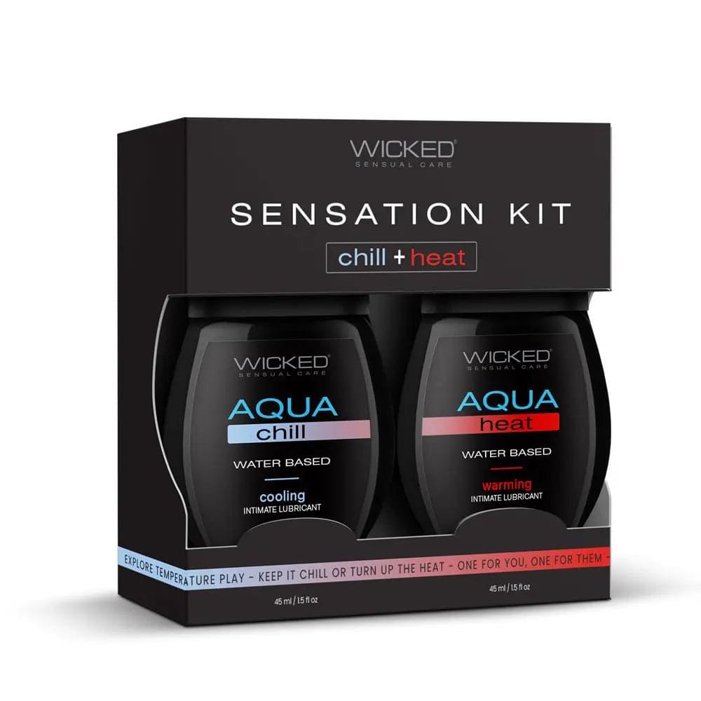 Wicked Sensation Kit - Warming & Cooling Water Based Lubricants - 2 Pack of 45 ml Bottles Wicked Discreet Intimate Essentials.