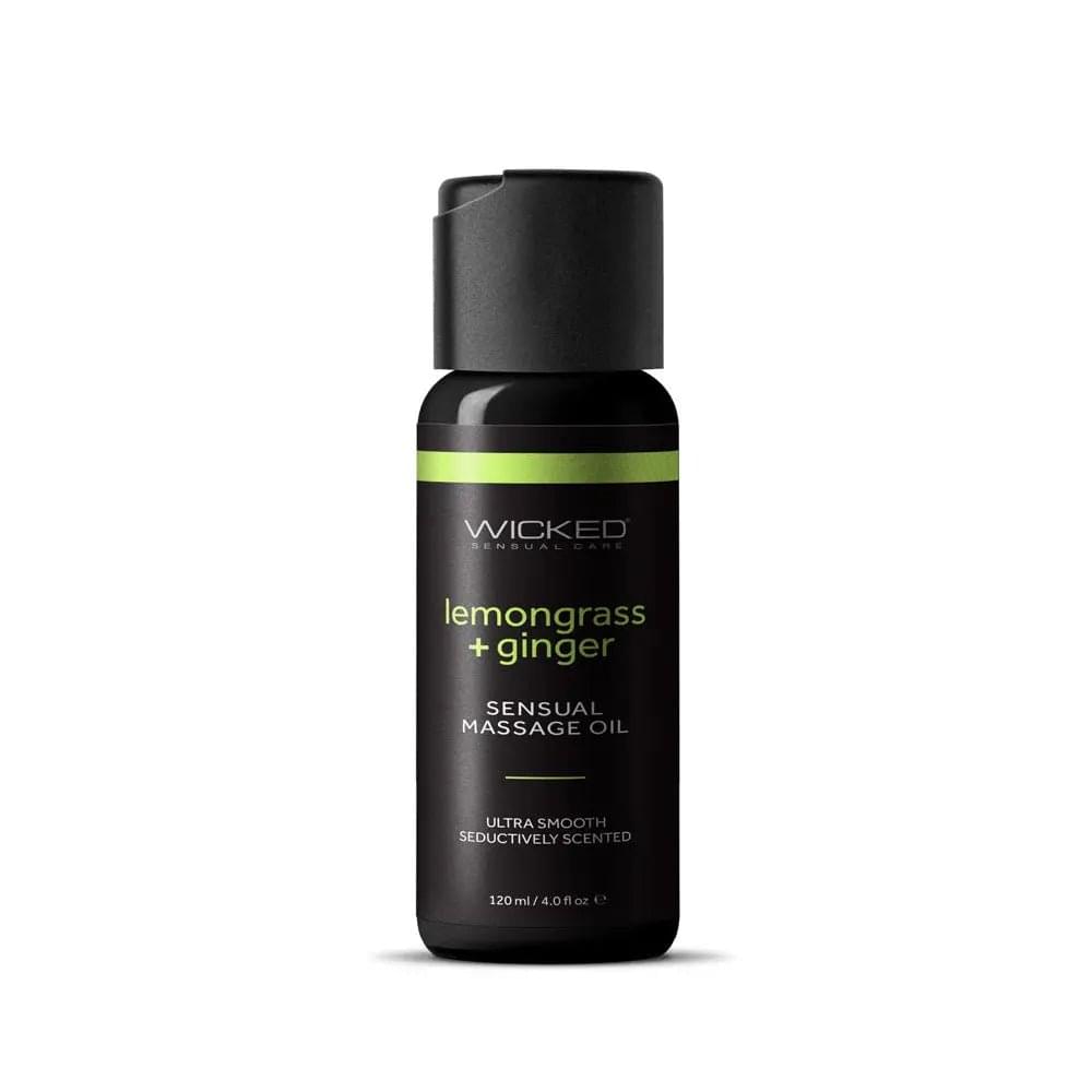 Wicked Sensual Massage Oil - Lemongrass + Ginger - Lemongrass and Ginger Scented Massage Oil - 120 ml Tube Wicked Discreet Intimate Essentials.