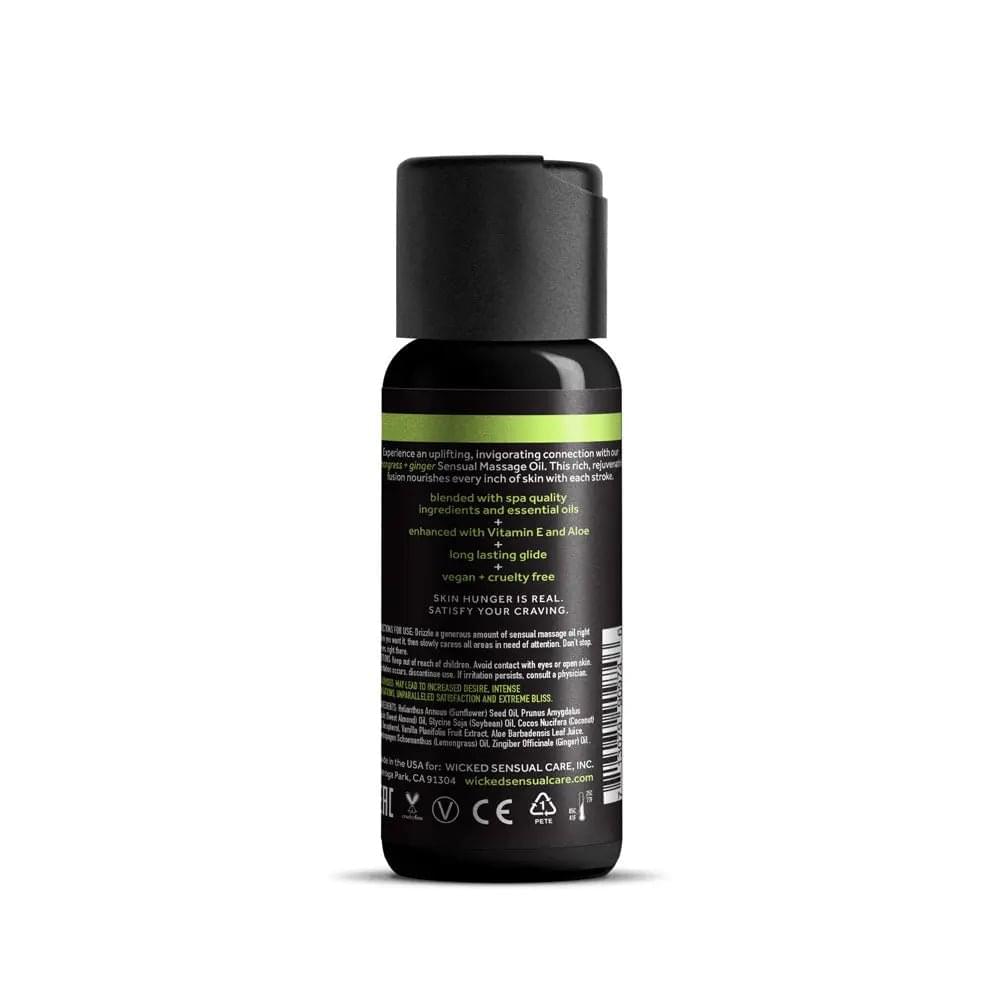 Wicked Sensual Massage Oil - Lemongrass + Ginger - Lemongrass and Ginger Scented Massage Oil - 120 ml Tube Wicked Discreet Intimate Essentials.