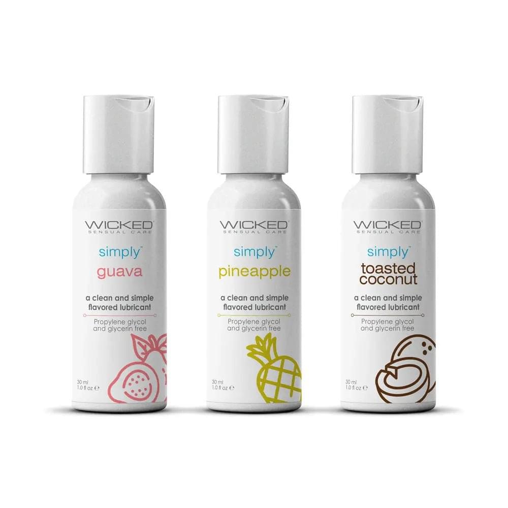 Wicked Simply Tropical Trio - Flavoured Water Based Lubricants - Set of 3 x 30 ml Bottles Wicked Discreet Intimate Essentials.