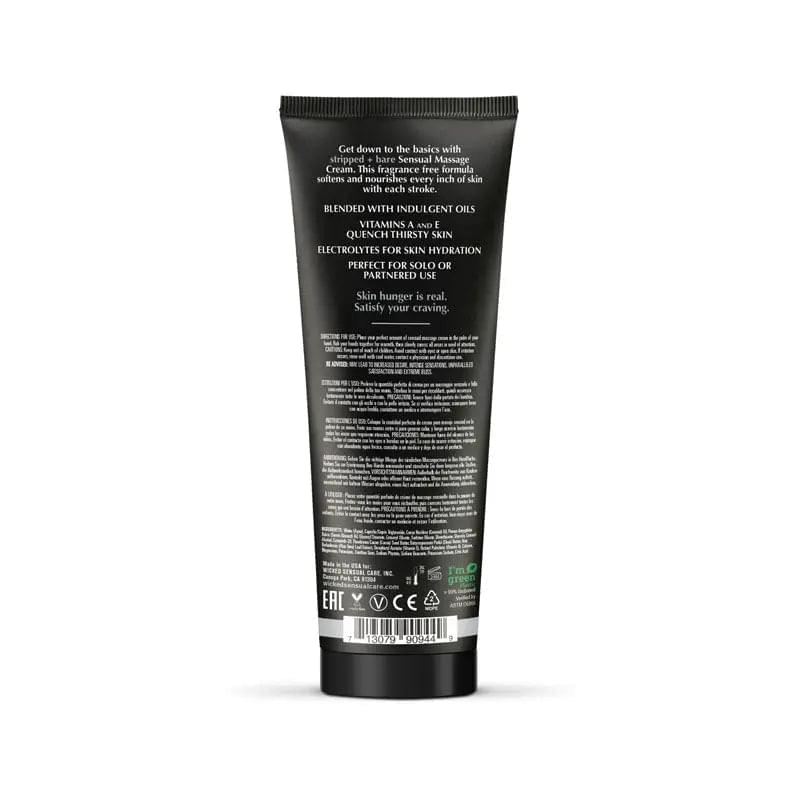 Wicked STRIPPED + BARE Sensual Massage Cream - Unscented Massage Cream - 120 ml Tube Wicked Discreet Intimate Essentials.