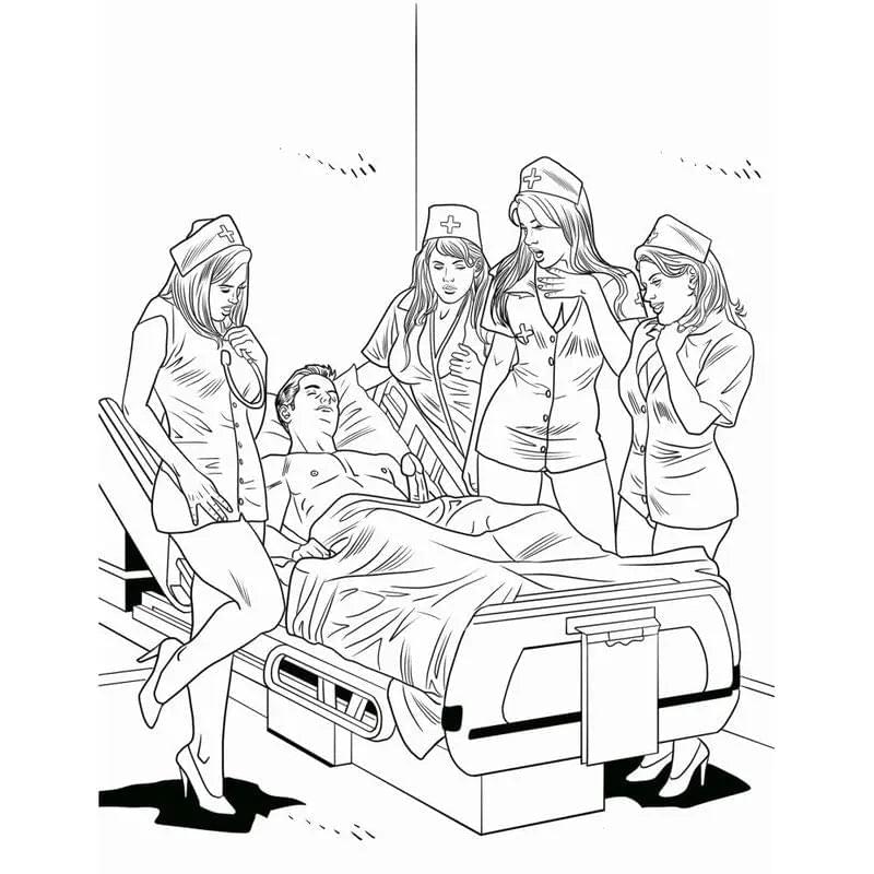 XXX Nurses Colouring Book Wood Rocket Discreet Intimate Essentials.