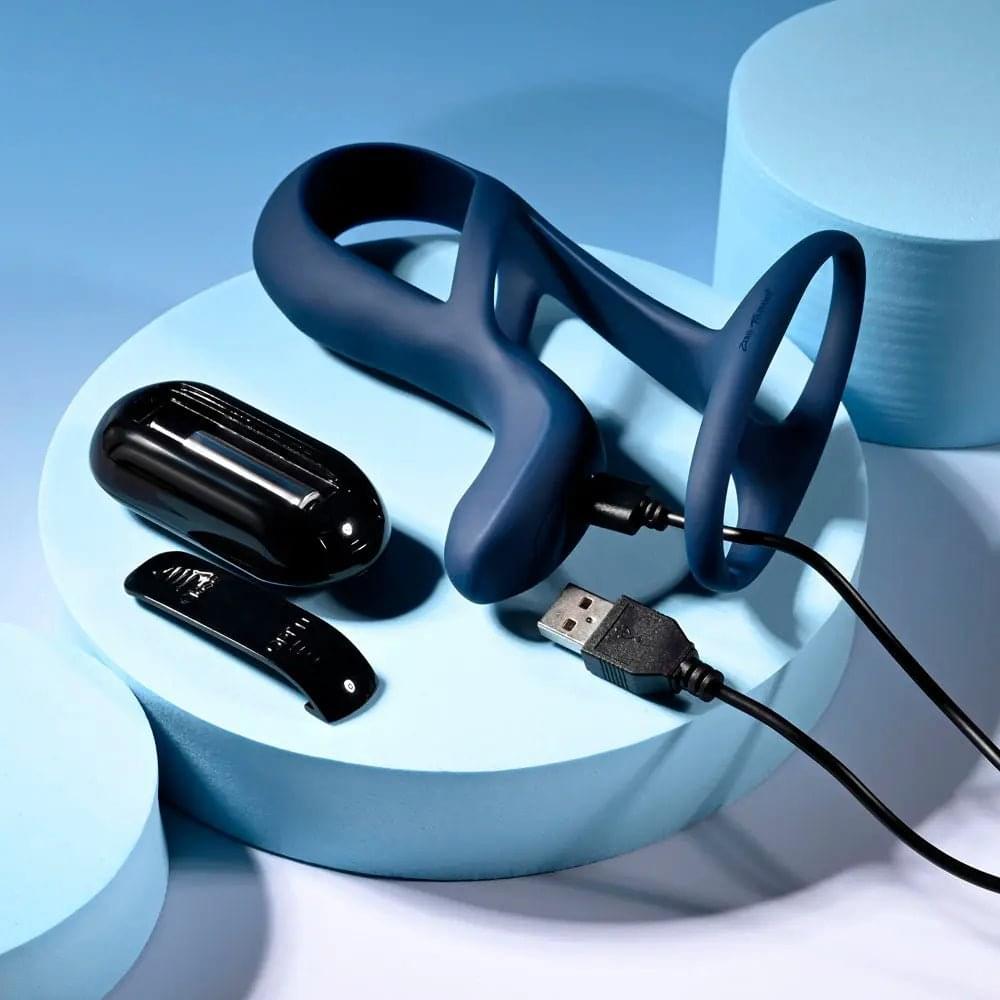 Zero Tolerance BIG TIME - Navy  USB Rechargeable Vibrating Penis Sleeve with Wireless Remote Zero Tolerance Discreet Intimate Essentials.